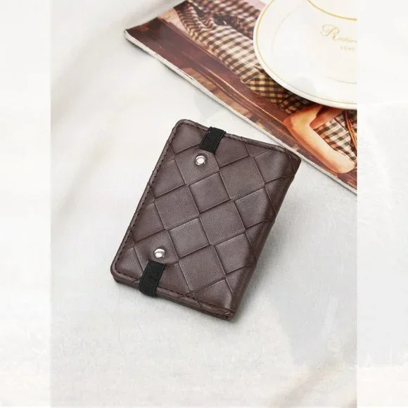 New Men Braided Embossed Small Wallet 165 - Picture 1 of 4